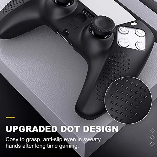 Комплект MoKo, Съвместим с контролера на Sony Playstation 5 (PS5) 2020, 1 Силиконов калъф + 8 капсули за улавяне на палеца + 1 USB кабел C за зарядно устройство - и двете Черни.