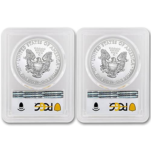 2020 г. и 2021 (P), Определени от (2) американски сребърни монети с орел с тегло 1 унция, не кандидатстващи в обращение (GEMUNC