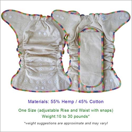 Текстилен пелена плътно прилепнали: Нощен памперс от 2 хлопчатобумажными инкрустации от канабис, един размер с обков-бутони (2 опаковки)
