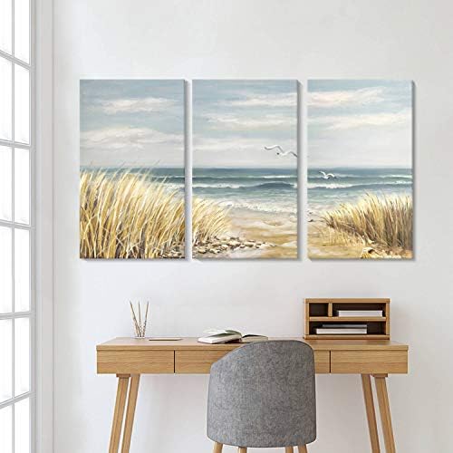 Галерия Харди Абстрактна Плажната живопис Стенно изкуство: Работа на брега на морето, Ръчно Рисувани, Крайбрежната картина на платно