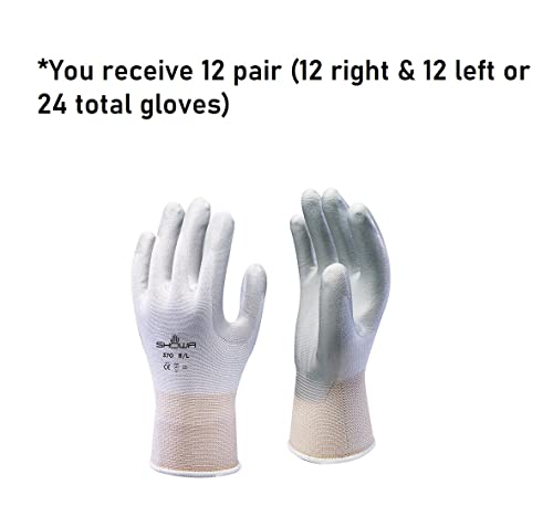 Ръкавици с нитриловым покритие за дланите на SHOWA Atlas 370W, Бели, Малки (Опаковка от 12 чифта)