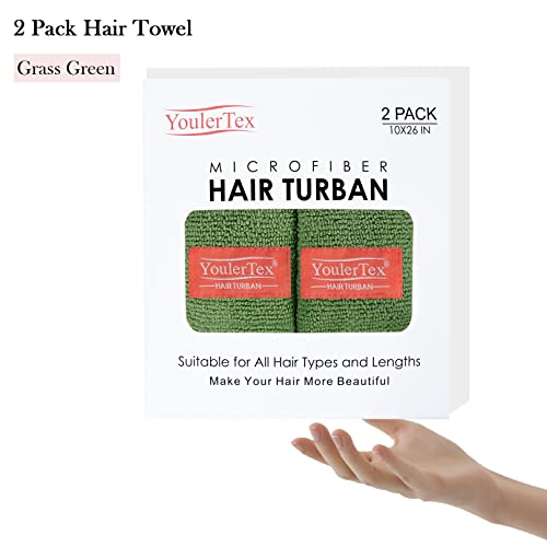 YoulerTex Кърпа за коса от микрофибър, обвивка - 2 опаковки, Тюрбан за Сушене на коса на главата си, Извратени, Бързо Впитывающий,