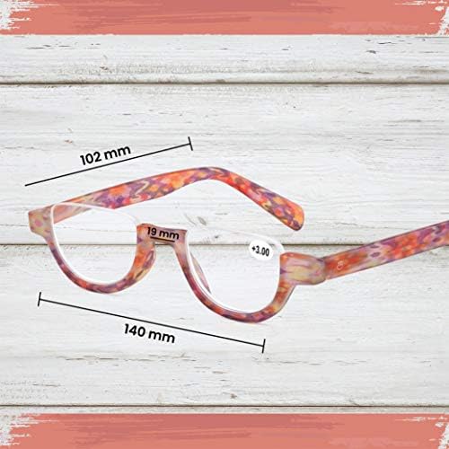 Очила за четене Оптикс 55 дамски | 3 опаковки, модни очила за четене в рамка във формата на полумесец с пружинным тръба на шарнирна връзка