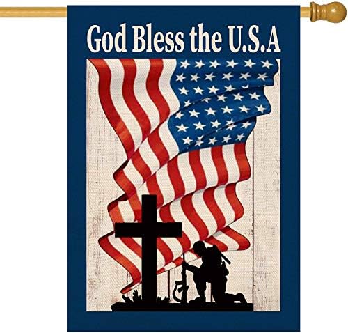 Носител на, бог да Благослови Америка, Патриотичен Градински Флаг, Двустранен, Ден на памет, 4 юли, Деня на Независимостта, Американското Знаме със Звезда и Лента, Ул?