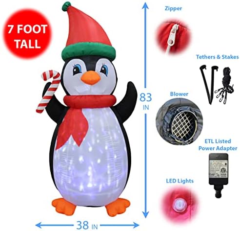 Комплект от две украса за Коледното парти, състоящ коледа в пингвин с височина 7 метра, с блещукащите светлини и Топка на Снежен човек с височина 8 метра, с Пингвин и ?