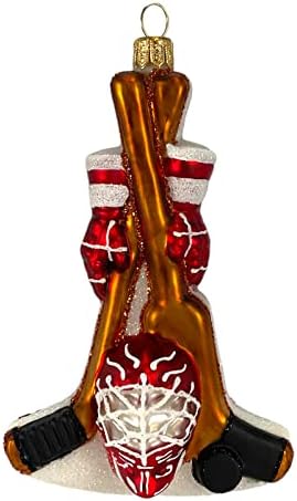 Пиннакл Връх Търговска Червена Хокей на Спортно Оборудване От Полски Бластване Стъкло Окачен Коледа Коледа Орнамент 5 инча