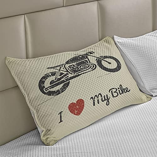 Калъфка за възглавница от стеганого одеяла Ambesonne Manly, Ретро Силует с надпис Мотоциклет и аз обичам своя велосипед в стил Гръндж
