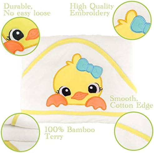 Бебешка кърпа NSIEME - Дизайн пате от колекцията MyPet - Комплект хавлии за къпане с качулка и с луфа за новородено - Удобни стоки за деца - Красив подарък за деца - стоки от