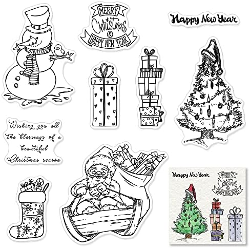 Поздравителни думи с Коледна елха, Прозрачни Печати за направата на картички и украси за Албума, Силиконов Печат под формата на Дядо Коледа и Снежен човек Съобщени?
