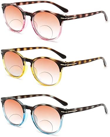 3 Опаковката Кръгли Бифокальных Слънчеви Очила За жени, Ретро Прогресивни Очила За Четене, Големи Слънчеви Очила За Мъже С тръба