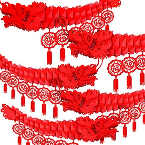 Jecery 5 бр. 3D Китайската нова година на Дракона, Подвесная Венец, Вечерни Украса, Лунните Коледни Декорации за Таван, Вътрешни Магазини, Вътрешни Външни Декорации, 5,58 ф
