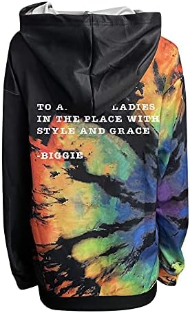 Момичета жените y2k Вратовръзка Боядисват Негабаритная hoody Модерен пуловер с дълъг ръкав Потник Ежедневни блузи с качулка