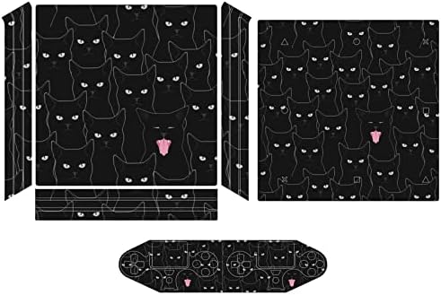 Черна котка PVC залепваща стикер, Защитен стикер за PS4 Pro/PS4 Slim Controller