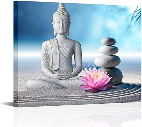 Визуален Художествен Декор Буда Платно Монтиране на Изкуството В рамка и се Простира Голям Мирен Буда Действа със Състрадание Бял