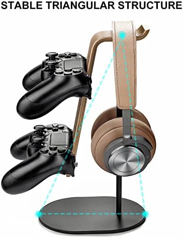 Контролер QinCoon и държач за слушалки, Слот контролер от алуминий и дърво и Поставка за слушалки за PS5 PS4 Xbox One Nintendo Switch, Универсални Аксесоари за настолни игри