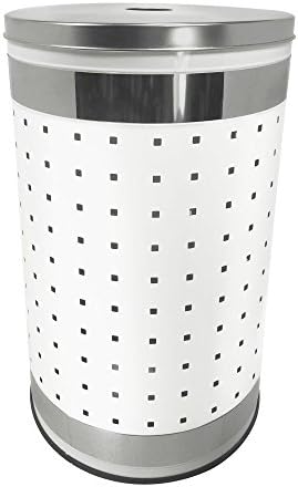 Кошница за дрехи Krugg от Бяла и полирана неръждаема стомана | 50-литров Окачена Кошница за дрехи от Неръждаема стомана с полиран