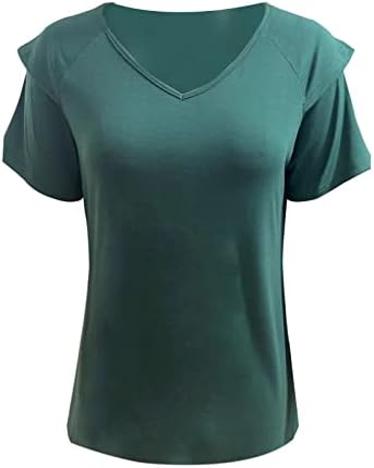 Женски Футболни Ризи, Дамски Блузи с Къс Ръкав, Тениска с V-образно деколте, Елегантни Ежедневни Блузи, Потници в Големи Размери