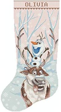 Коледни чорапи с шарките на кръстат Бод PDF, Съвременно Преброяване, Лесно Печатаемое Персонализирани име, сладък Снежен човек,