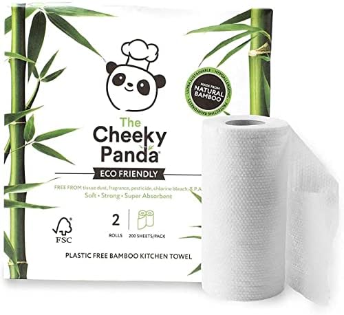 The Нахална Panda – Бамбукови кухненски ролки | Обемна кутия от 10 ролки (5 опаковки по 2 на руло, 2 слоя) | Биоразградими, многофункционални,