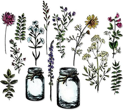 Комплект печати Sizzix, Бурканче за цветя от Тим Хольца, 16 опаковки, Многоцветен, Рамка от един размер, Многоцветен