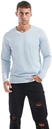 Мъжки тениски KLIEGOU с V-образно деколте - Стилни Ежедневни Панталони Еластични Тениски за мъже