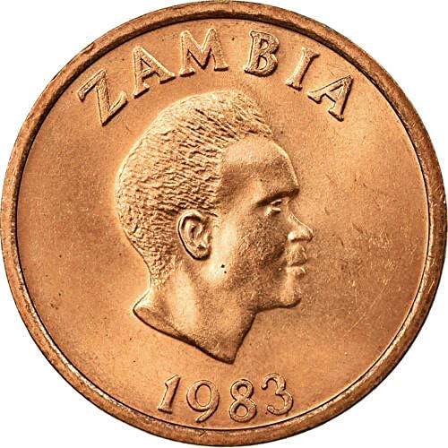 Монета Замбия 2 В Участъка от 1983 година на Издаване Новата Монета Африканско животно Орел