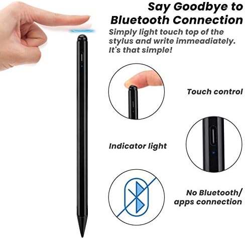 Стилистическая дръжка 2022 за Новия iPad 9-то поколение, молив с тънък пластмасов връх от 1.5 мм, дръжка с отклонение на дланта, Съвместими с Apple iPad 9/8/7/6 поколение 2022, Молив