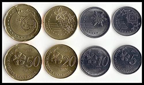 Азиатски Малайски Азия Малайзия 5 точки Монета Година на Случайни Чуждестранни монети Подарък колекция от 4 набор от комплекта Международни