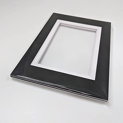 Двойна подложка за снимки в рамка, скосени размер 5x7 инча, 4-слойный мат в рамка за снимки, черно-бял мат за снимки, предварително