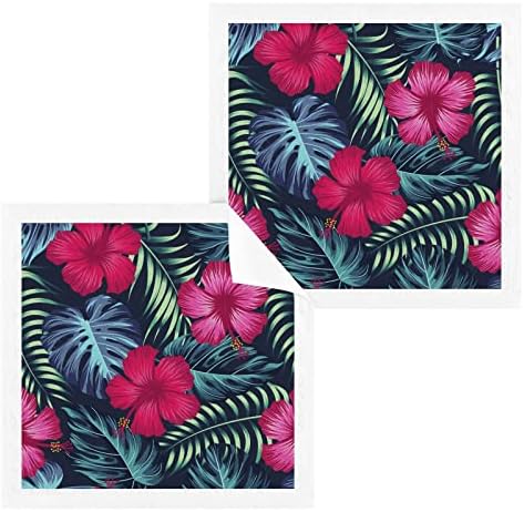 Комплект кърпички за миене на съдове ALAZA Цветя хибискус Тропически - Опаковка от 6 Памучни Кърпички за лице, е добре Абсорбиращи