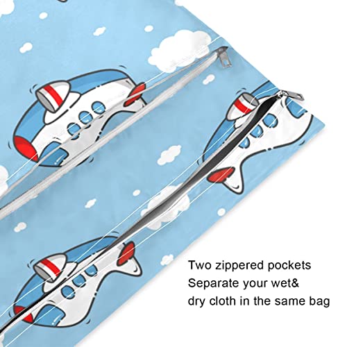 Kigai Сладко Plane Плажната чанта за влажни сушене, 2 опаковки - Тъканни Чанти за Памперси - Водоустойчив Органайзер за многократна