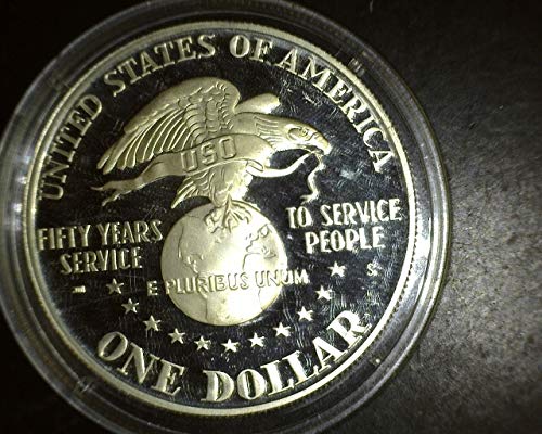 1991 - те години на United Service Organizations USO ПРОБА за Сребърен долар на САЩ номинална стойност от 1 долар на Монетния двор
