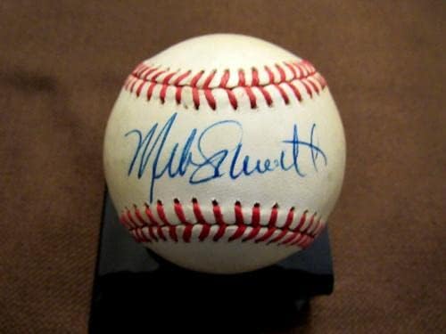 Майк Шмид, Филаделфия Филис Копито, Подписано Автограф игра на Бейзбол Епоха Фини Jsa - Бейзболни топки с Автографи