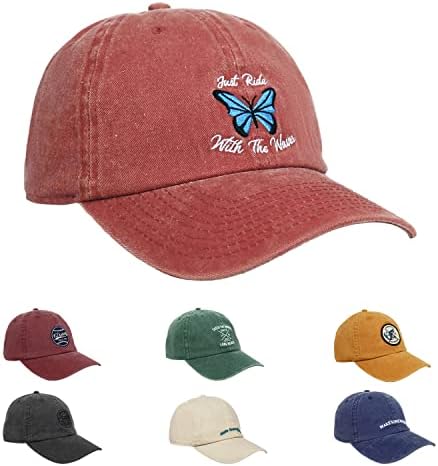 KDWAVE Реколта бейзболна шапка за Жени И Мъже, Неструктурированная Шапка от Промит Памук, Бродирана Опашка, Регулируеми Нископрофилни
