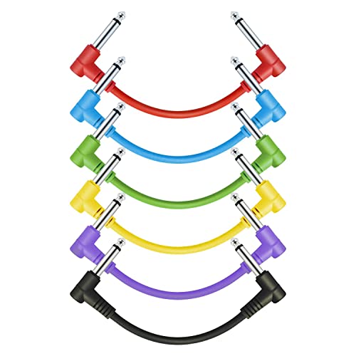 SDYQD Китара кабел за свързване, 6 Комплекта Кабели за педалите китарни ефекти, Ултра Гъвкав кабел за педалите инструментални ефекти, w/ ¼ инча
