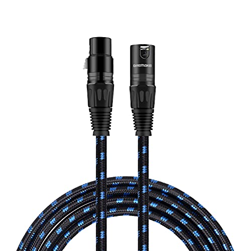 DREMAKE Audio 15-крак свързване на кабел за микрофон с микрофон на Кабела - 3-Пинов XLR от мъжа към жената XLR, черно-сини кабели