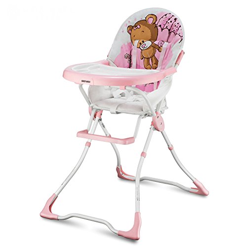 портативен сгъваем детски стол за хранене, нетно тегло около 5,8 кг (розов)