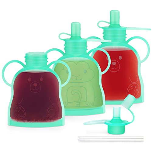 Многократно силиконови пакети за бебешка храна Morlike, за Многократна употреба, контейнери за съхранение с соломинками за деца,
