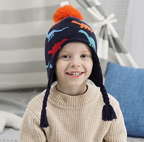 Connectyle Шапка-Ушанка за деца, Вязаная Детска Шапка В Руното на лигавицата, Топла Зимна шапка