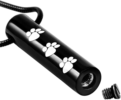 PINOXI Куче/Котка С Отпечатък от Лапа Цилиндър За Кремация Бижута От Неръждаема Стомана Домашни любимци Мемориал Урна Огърлица за