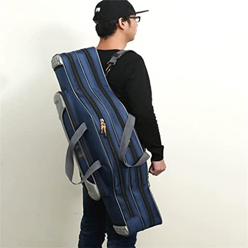 TJLSS богат на функции Преносима чанта за риболов, Холщовая Прът, 2 нива, Пътна чанта за носене (Цвят: синьо размер: 90 * 18 * 14