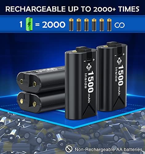 Акумулаторна батерия за Xbox Series X|S/Xbox One S/X/Elite, 4x1500 ма батерия, Батерия, контролер за Xbox One с бързо зарядно устройство
