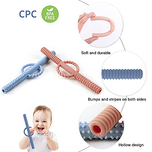 Детски Куха Тръба-прорезыватели, Сламки за никнене на млечни зъби за деца 0-18 месеца, Меки и Трайни Играчки за никнене на млечни