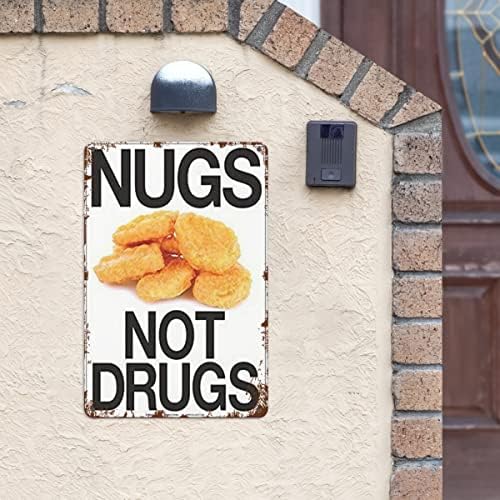 Jzzang Nugs Not Drugs Храни Лидице Знак Метален Стенен Плакат Декор на Кухня (8 x 12)