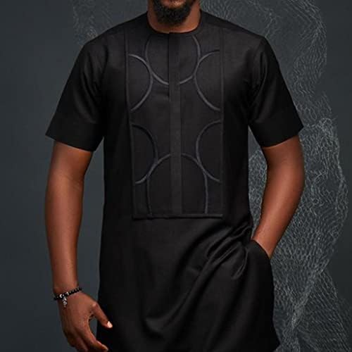 Африкански Мъжки Комплект от Памучен Ризи и Панталони Дашики, Официално Облекло За Господа, Блуза С Къси Ръкави, Етнически Оборудвана