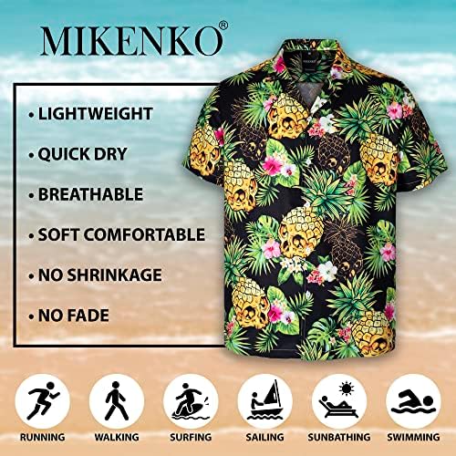 MIKENKO Забавно Хавайска Риза Тропически Къс Ръкав Летни Плажни Копчета Бира Йети Хавайски Ризи за Мъже 3XL 4XL