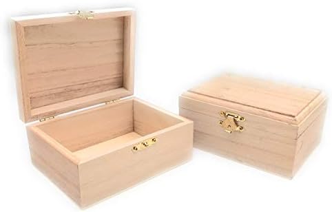 12 БР Правоъгълна Незаконченная Дървена Кутия От Дърво САМ Занаятите Stash Boxes с Панти Капак и Предната Закопчалка за Художествени
