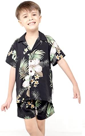 Подходяща Семейна Хавайски облекло Luau за Мъже И Жени За Момичета и Момчета в Ананасовом градина Черен Цвят