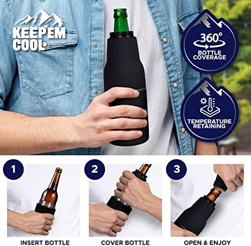 Охладител за бира, бутилки и буркани Keep ' em Cool с вакуумна изолация и бутилка отварачка за бира - Хладни напитки и бира от неръждаема стомана двойни стени - Удобно за б?