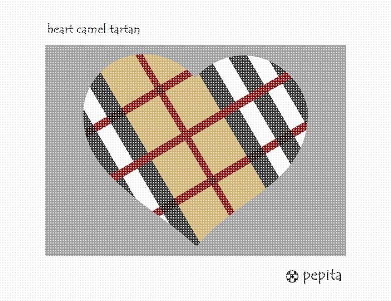 Платно за бродиране Пепита: Верблюжья клетка във формата на сърце, 10 x 7
